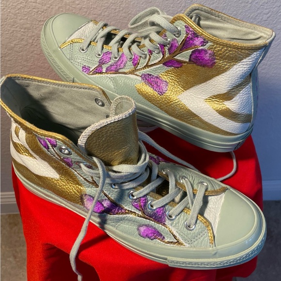 Converse Unisex High-Top Sneakers - Light Blue, Gold & Purple Sz 10 men - Picture 9 of 14